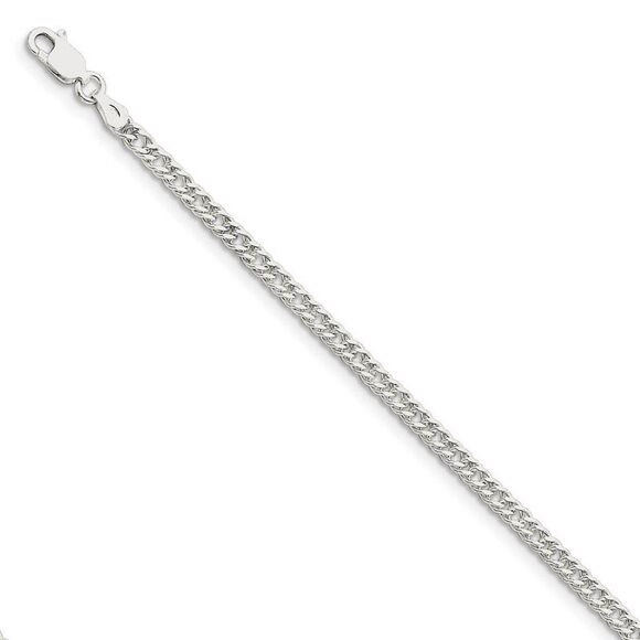 3.3mm Sterling Silver Solid Rambo Curb Chain Bracelet 7 Inch